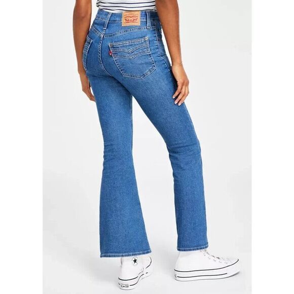 Levi's Women's Sz 6 Medium W28 L32 Blue 726 High Rise Flare Split-Hem Jeans - Picture 9 of 9